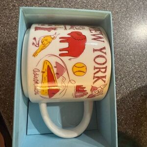 Starbucks New York Graphic Ceramic Mug in White with Red and Yellow Accents